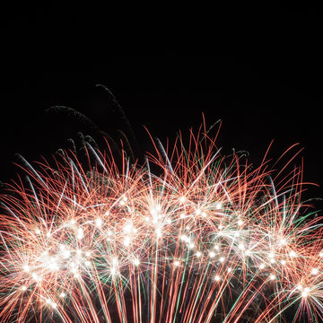 Colorful fireworks over dark sky