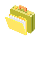 Vector icon suitcase and file