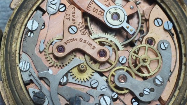 vintage watch inside detail of mechanism