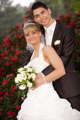 happy couple after wedding - photoshooting wedding
