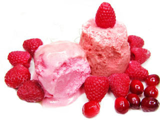 pink fruit ice-cream with raspberry