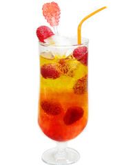 fruit cold juice drink with raspberry