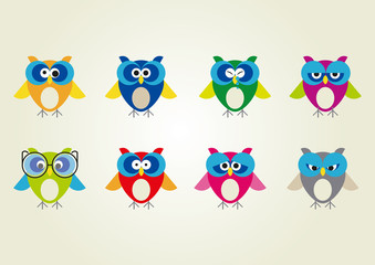 Colorful Owls with emotions
