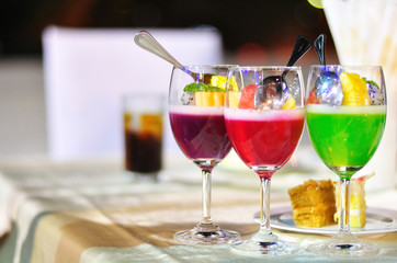 Colorful jelly in a glass