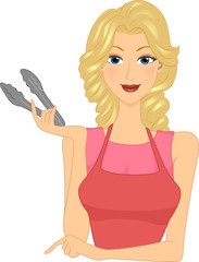 Girl Holding Tongs