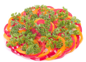 Red and yellow pepper background