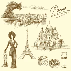 Papier Peint photo Lavable Illustration Paris paris