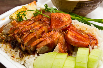 Rice with roasted pork