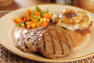 Salisbury steak with potatoes and gravy