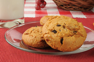 Chocolate chip cookies and milk