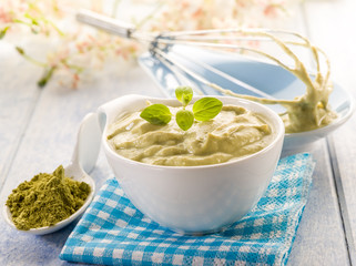 matcha tea and ricotta mousse,healthy dessert