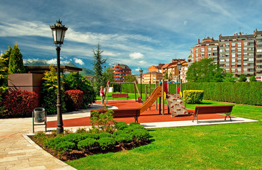 Naklejka premium Nice park in the city at summer