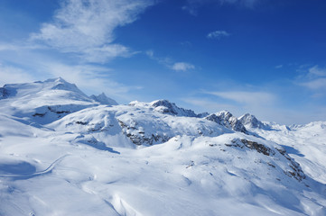 Mountains with snow in winter