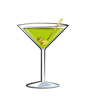 green martini glass with olives clip art preview