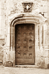 Antique medieval door in Le Mans, France