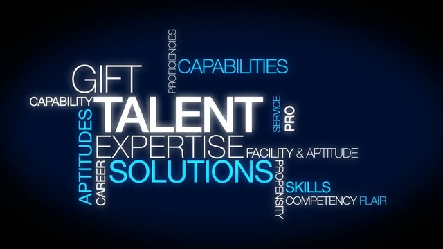 Talent expertise solutions tag cloud animation video
