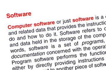 Software text highlighted in red