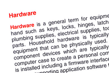 Hardware text highlighted in red