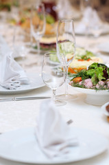 Table set for an event party or wedding reception