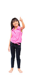 Little girl is choosing empty whiteboard