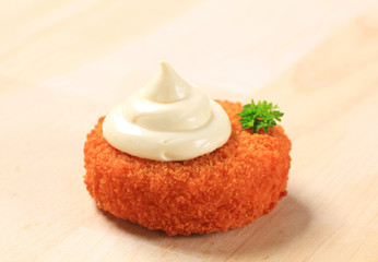 Fried patty and mayonnaise