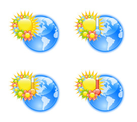 Cute weather icons with flowers