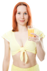 Young woman with oranges juice