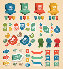 Design vintage elements: tags, stickers, ribbons and other. - 42129488