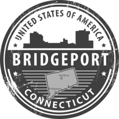 Stamp with name of Connecticut, Bridgeport, vector illustration
