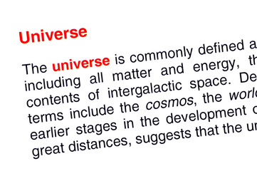 Universe text highlighted in red