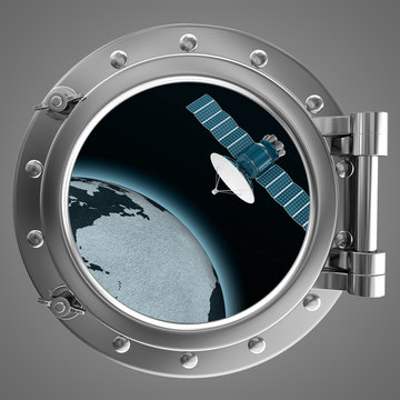 Porthole with a view of space