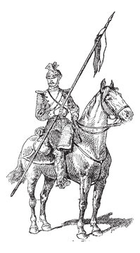 Uhlan, vintage engraving