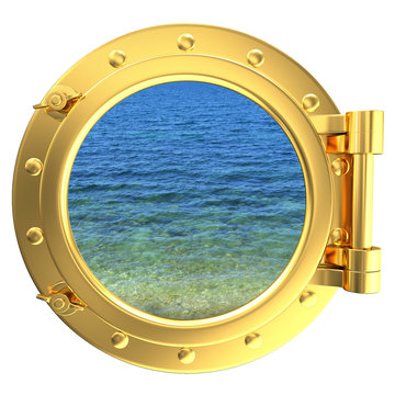 Porthole with a view of water
