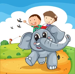Türaufkleber Elefantenritt © GraphicsRF