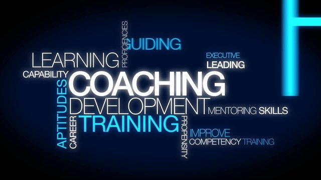 Coaching development training tag cloud video animation