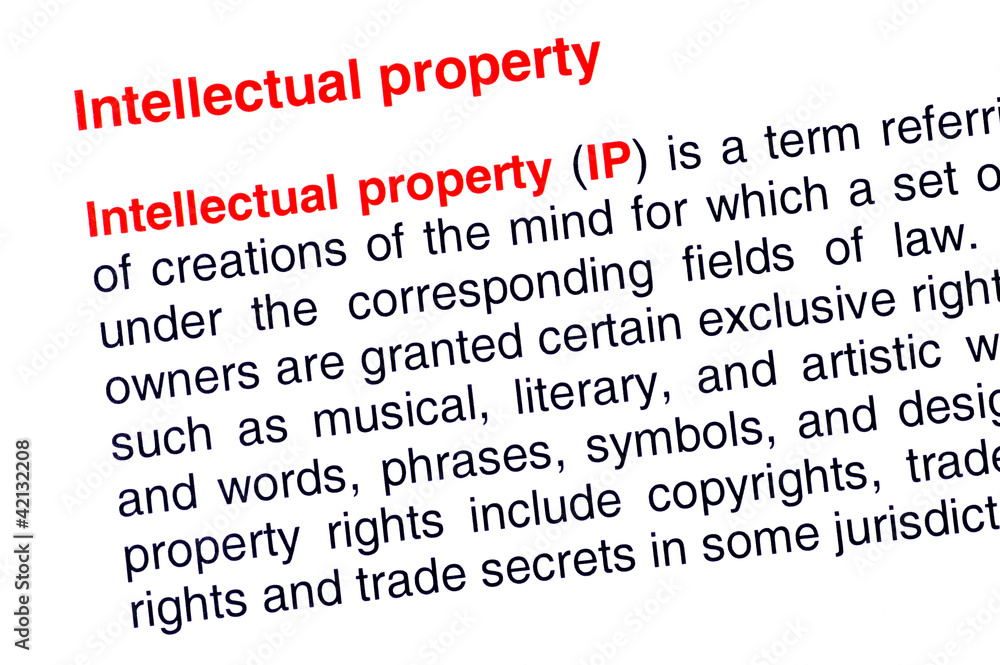 Fototapete intellectual property text highlighted in red