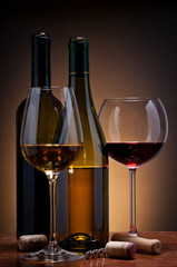 red and white wine