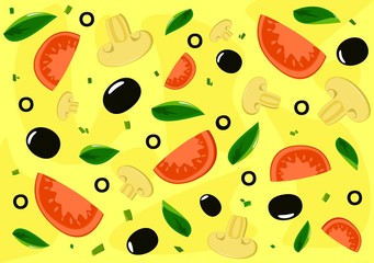 Pizza background. Vector.