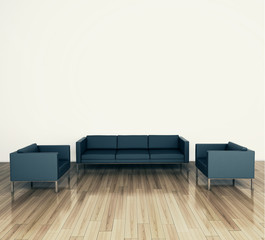 minimal modern interior couch and armchair