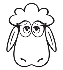 Cute Sheep head black and white