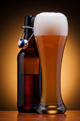 glass and bottle of beer - 42137453