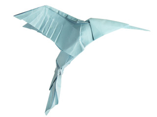 origami isolated hummingbird