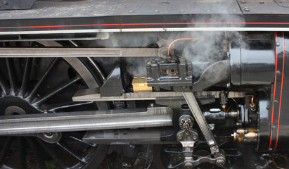 The Rods and Pistons on a Powerful Steam Locomotive.