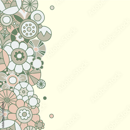 Floral invitation card #3. Template frame design for card.