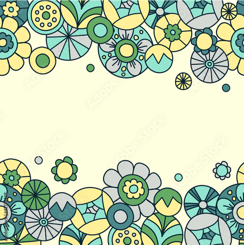 Floral invitation card #1. Template frame design for card.