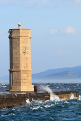 Fototapeta premium Picture represents the lighthouse while blowing strong wind