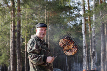Fototapeta premium Man wth grill