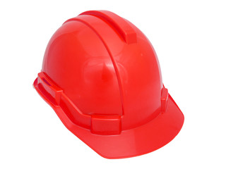 Fototapeta premium Red Safety helmet isolated on white