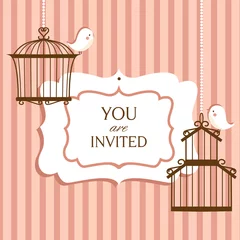 Photo sur Plexiglas Oiseaux en cages Carte d& 39 invitation, illustration vectorielle