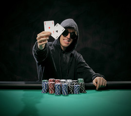 Portrait of a poker player
